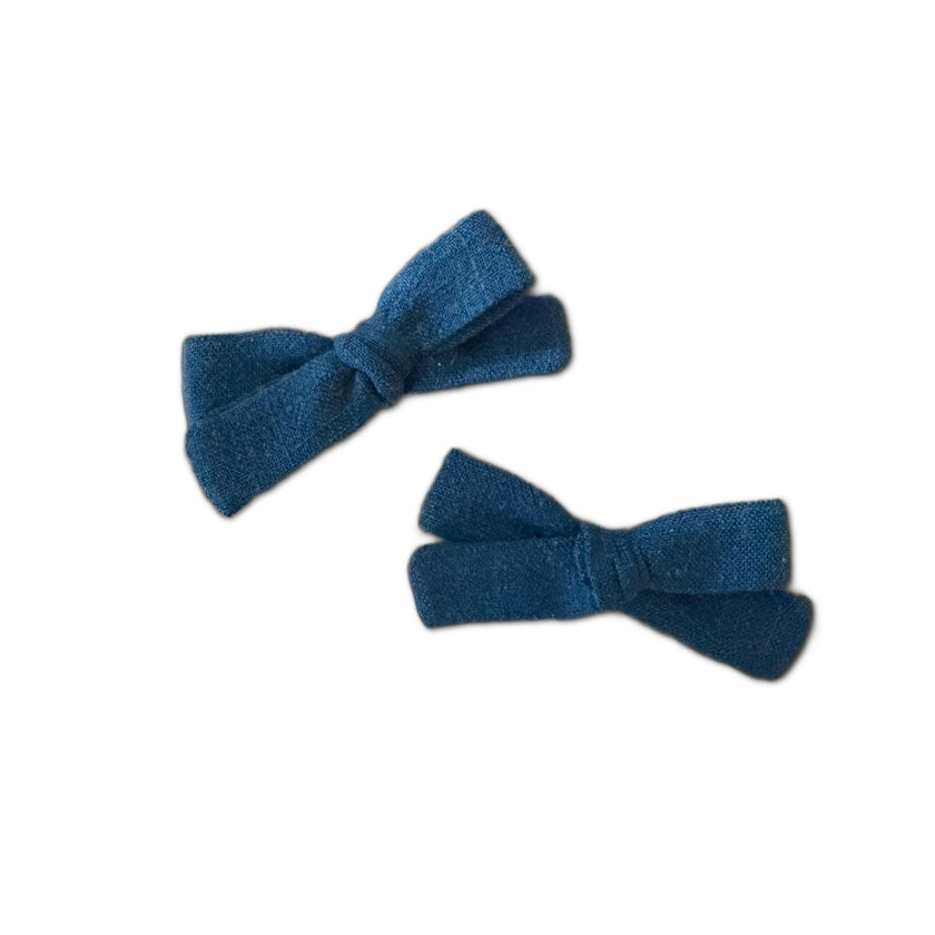 Skinny Ribbon Pigtail Bows, Teal