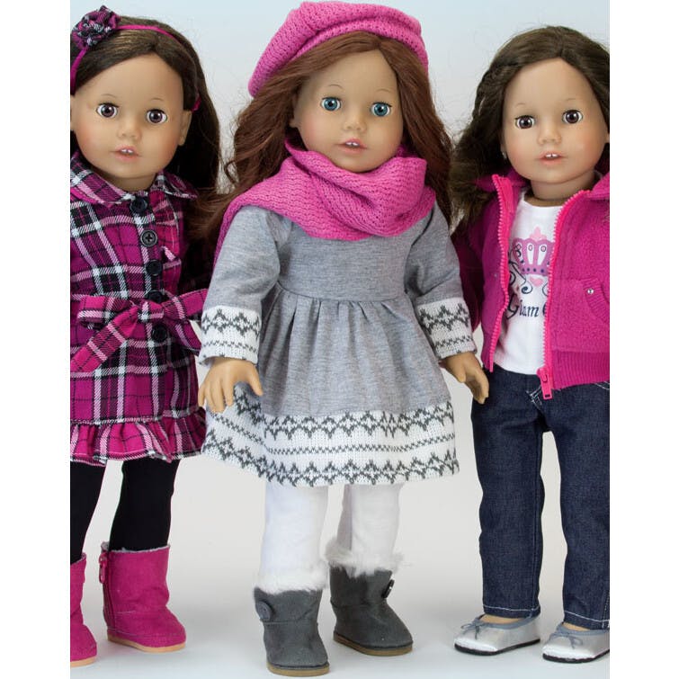 Sophia's Fair Isle Knit Trimmed Dress, Leggings, Beret and Scarf for 18" Dolls