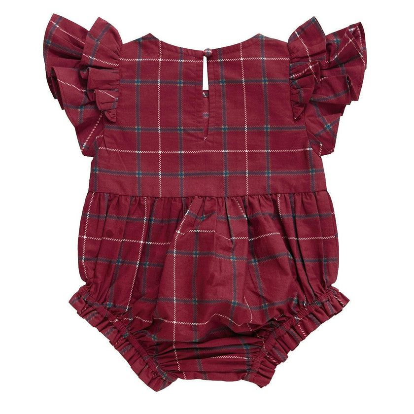 Baby Hattie Romper in Burgundy Plaid