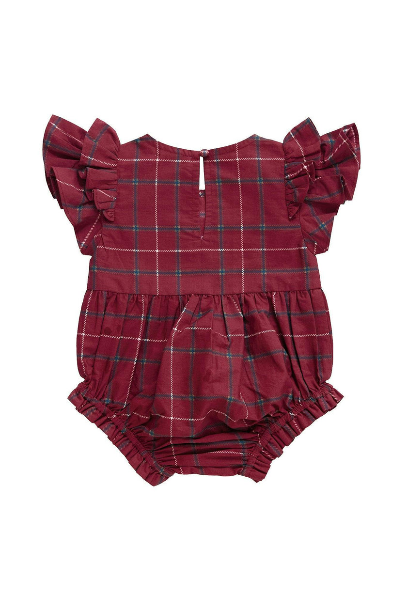 Baby Hattie Romper in Burgundy Plaid
