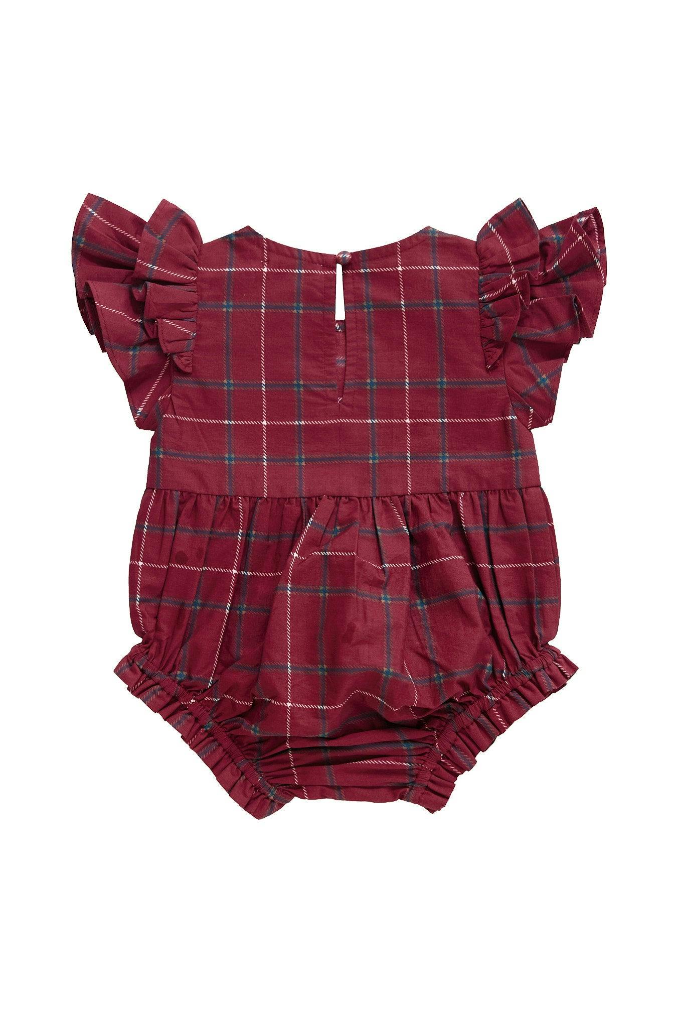 Baby Hattie Romper in Burgundy Plaid