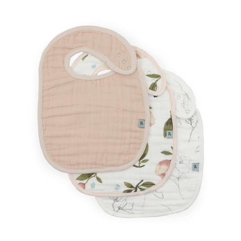 Organic Cotton Muslin Classic Bib 3 Pack - Watercolor Floret