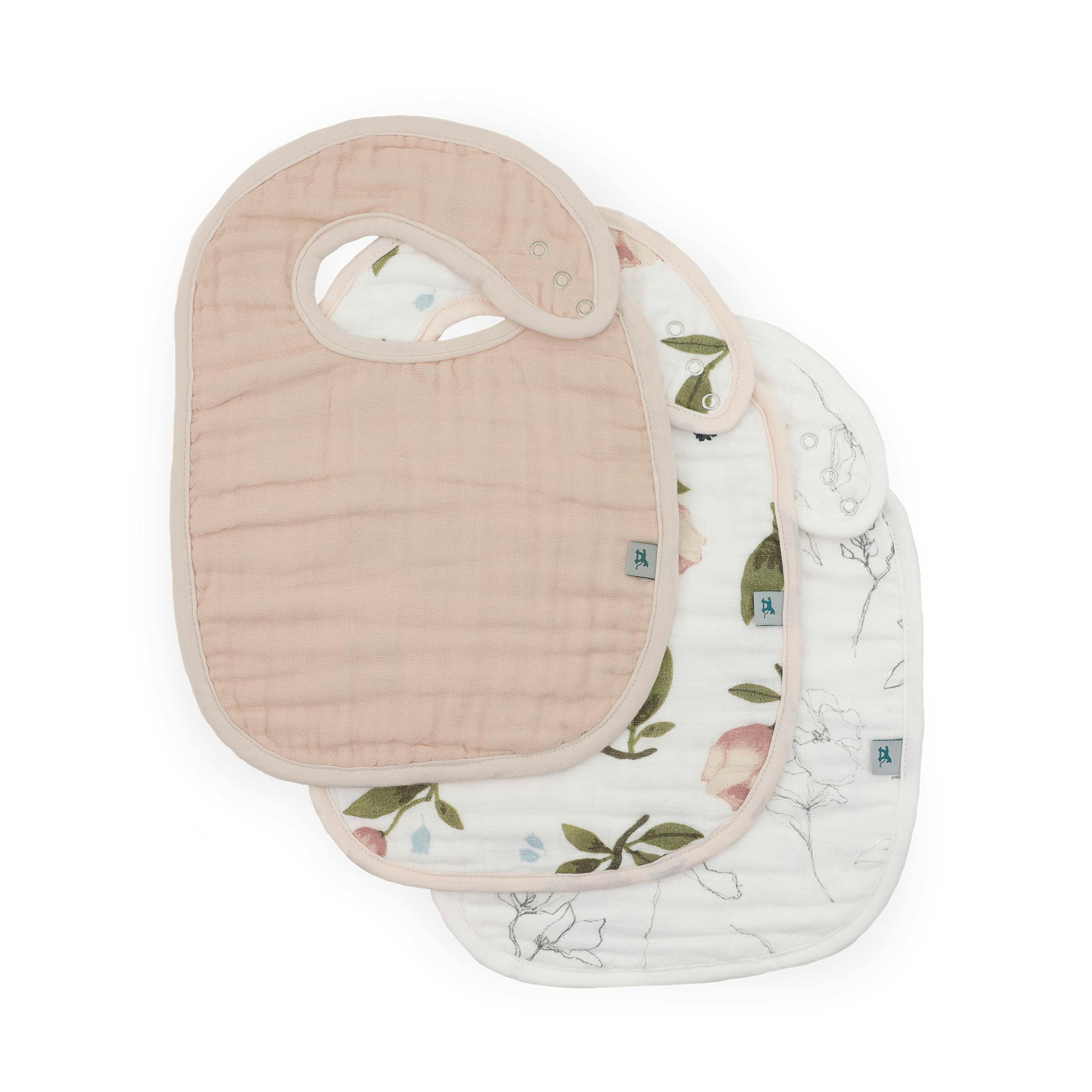 Organic Cotton Muslin Classic Bib 3 Pack - Watercolor Floret