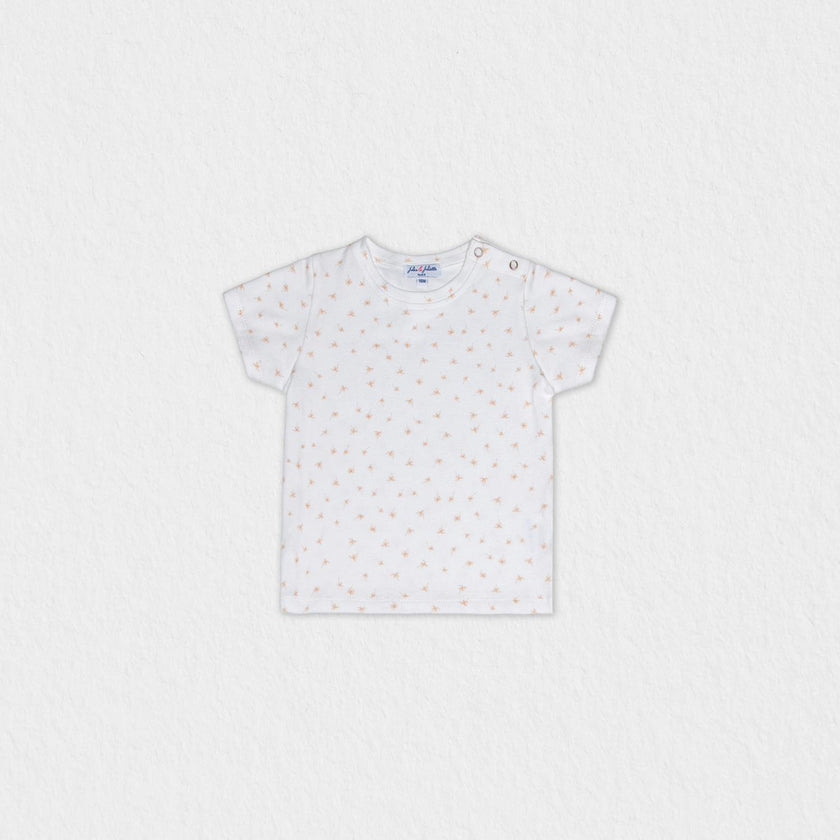Cederique Baby T-shirt Short Sleeve, White Beige Palm