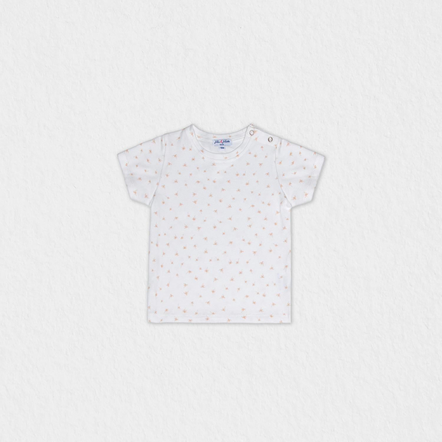 Cederique Baby T-shirt Short Sleeve, White Beige Palm