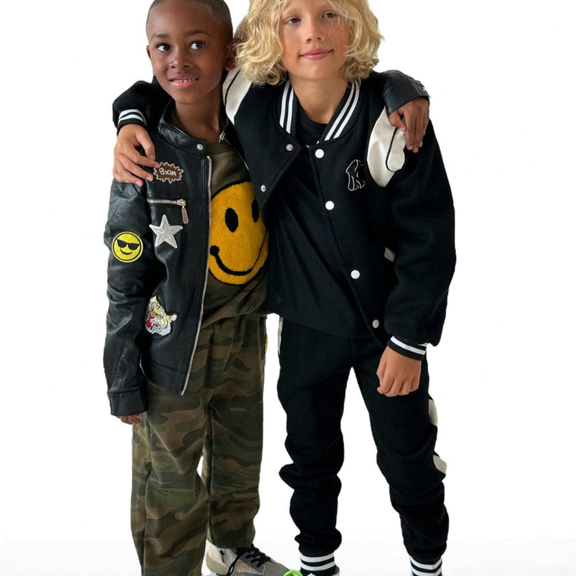 Camo Emoji Smiley Sweatshirt And Pant Track Set