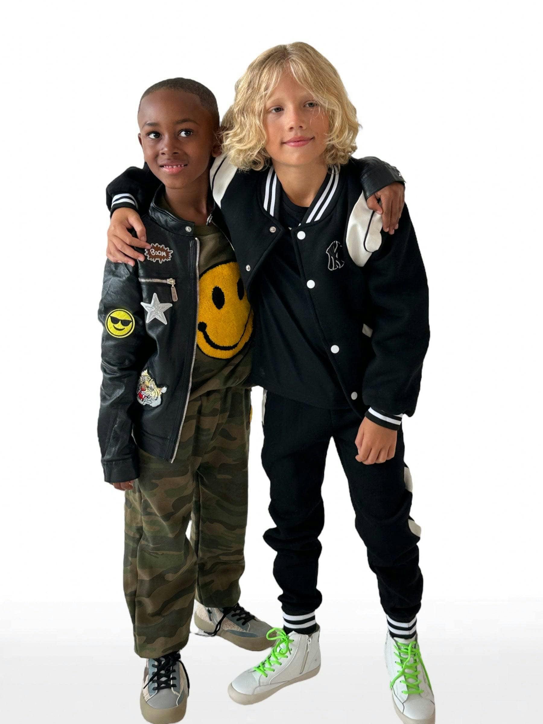 Camo Emoji Smiley Sweatshirt And Pant Track Set