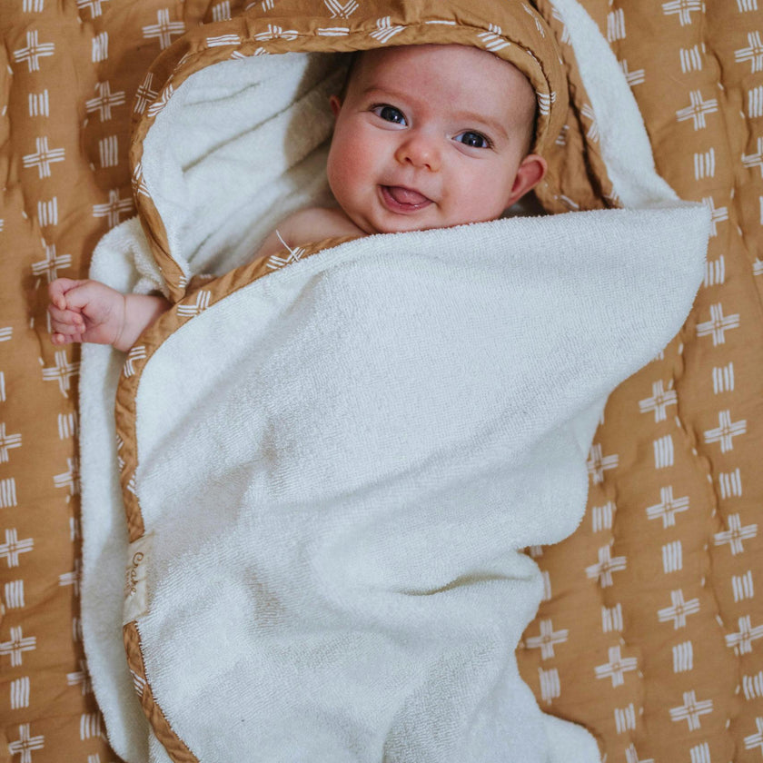 Ezra Copper Dash Hooded Baby Bath Towel