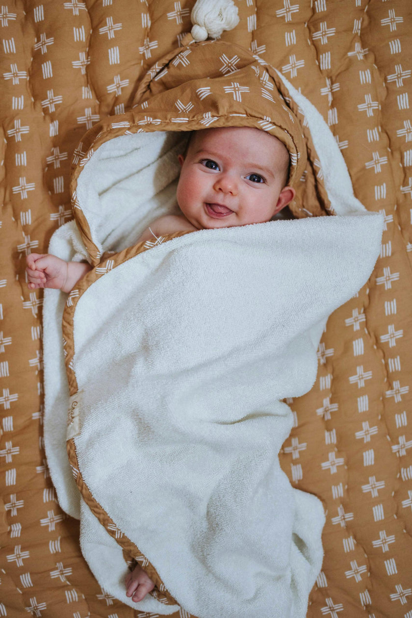Ezra Copper Dash Hooded Baby Bath Towel