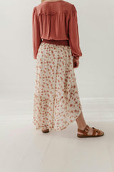 Girls Slit Front Midi Skirt in Rosie Floral