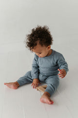 Baby Boy Soft Knit Baby Set in Teal Marble