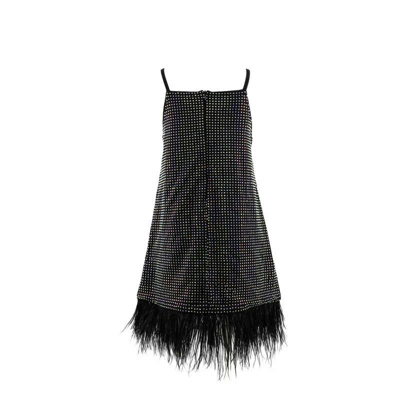 Midnight Crystal Feather Dress