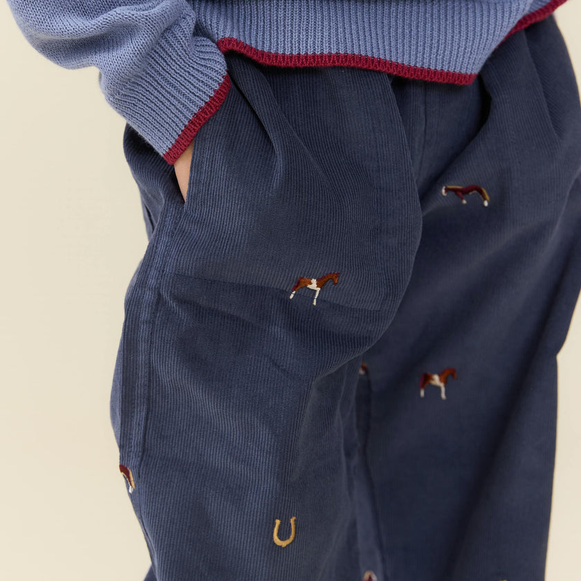 Boys Jackson Pant - Navy Horse Embroidery