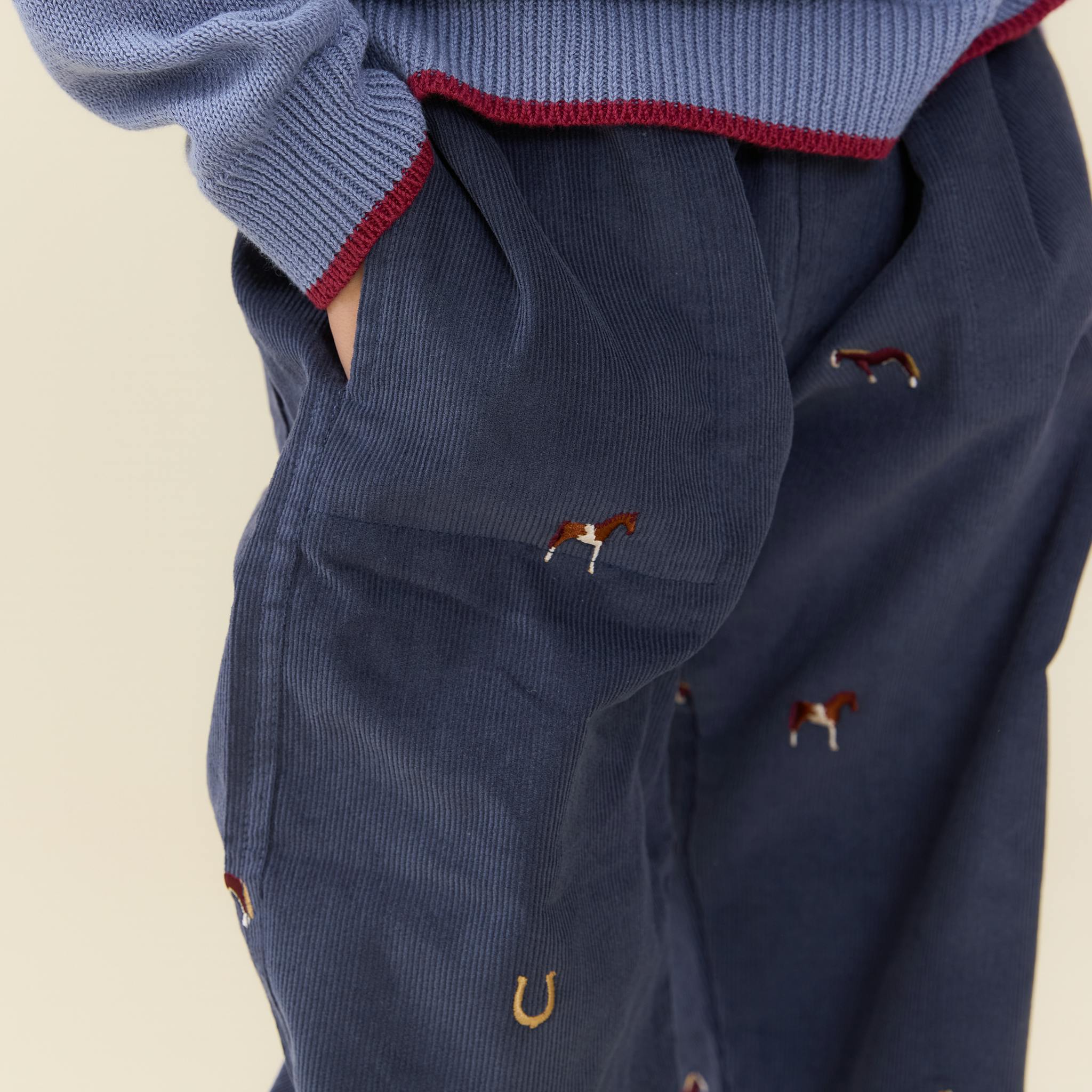 Boys Jackson Pant - Navy Horse Embroidery