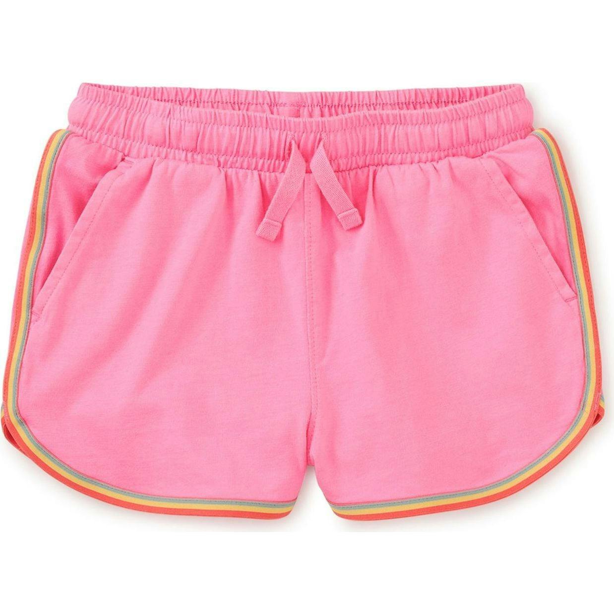 Rainbow Binding Track Shorts, Pink