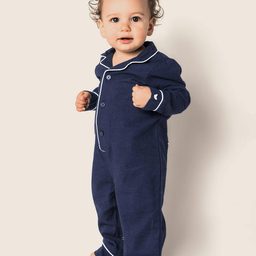 Baby's Flannel Classic Romper in Navy