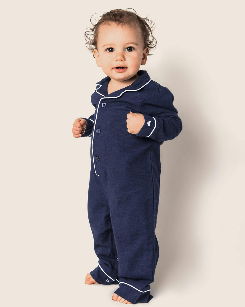 Baby's Flannel Classic Romper in Navy