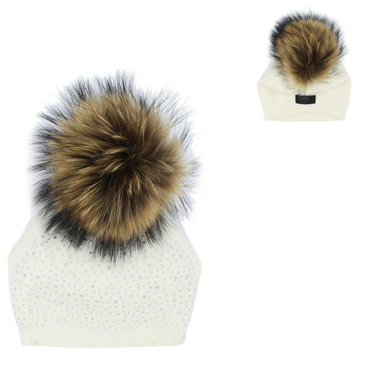 Knit Wool Faux Fur Pom Pom Hat