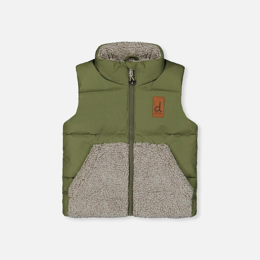 Sleeveless Mid-Season Vest Olive Green