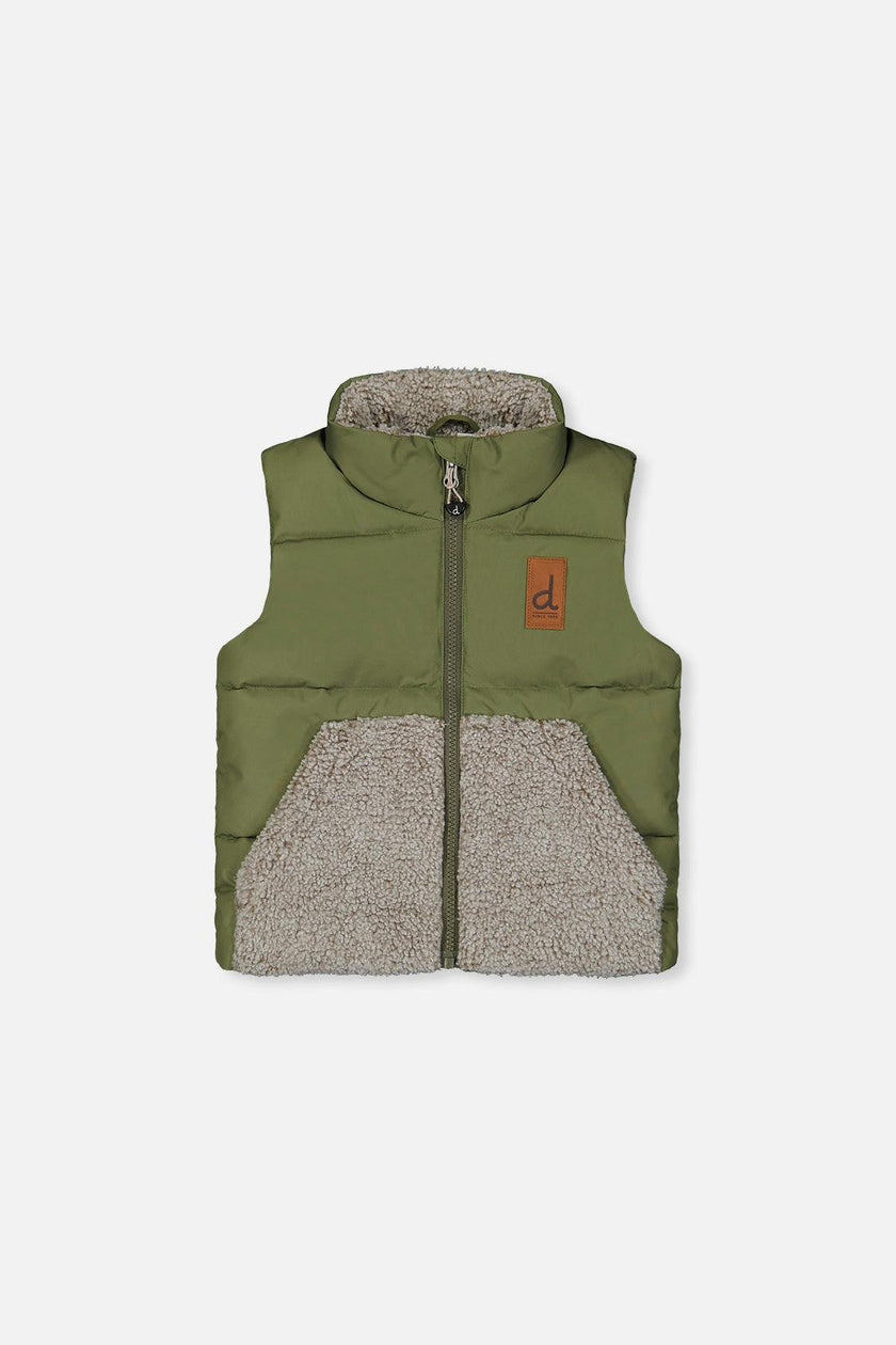 Sleeveless Mid-Season Vest Olive Green