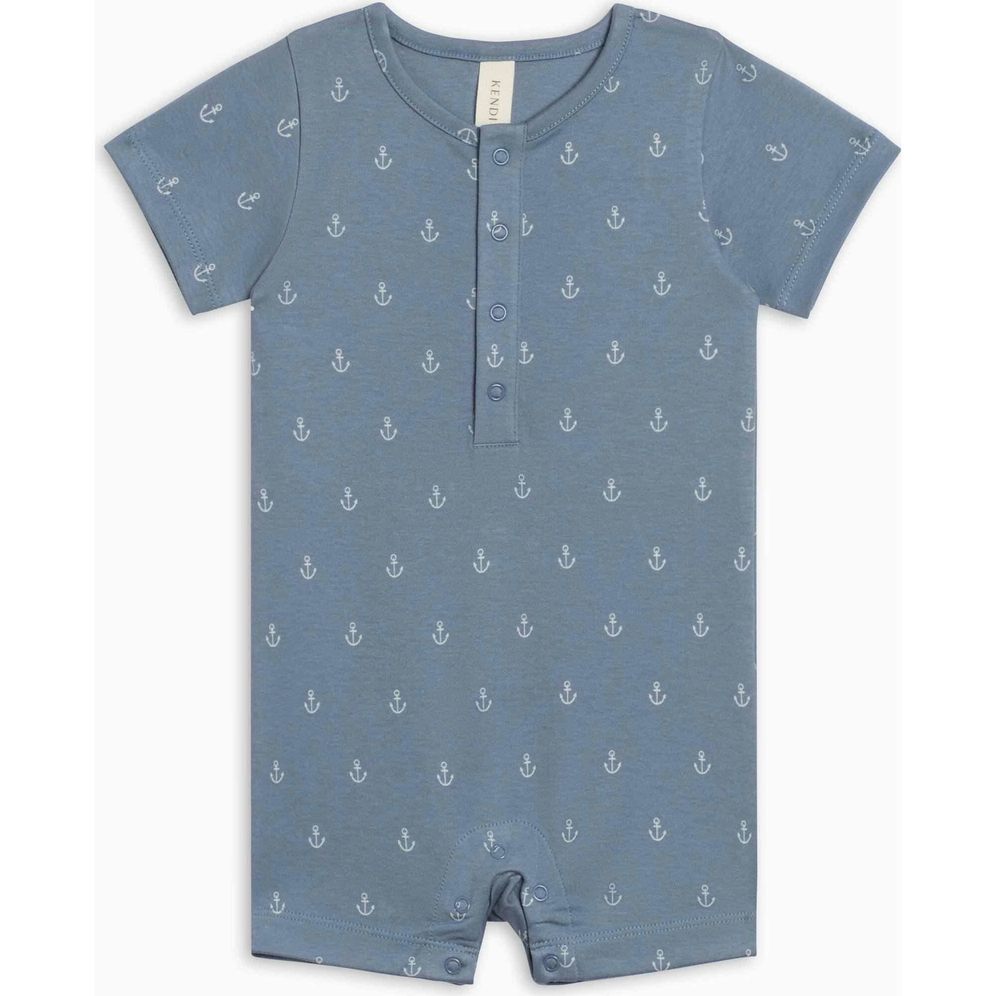 Mason Short Sleeve Romper - Anchor / Sea + Powder