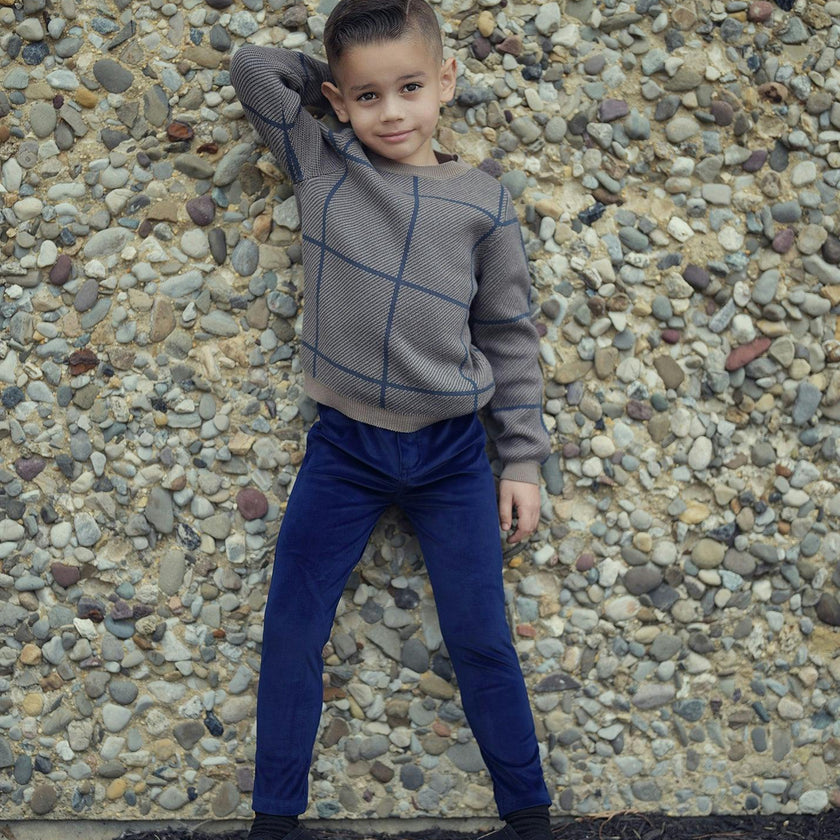 Boys Velour Straight Leg Dress Pants