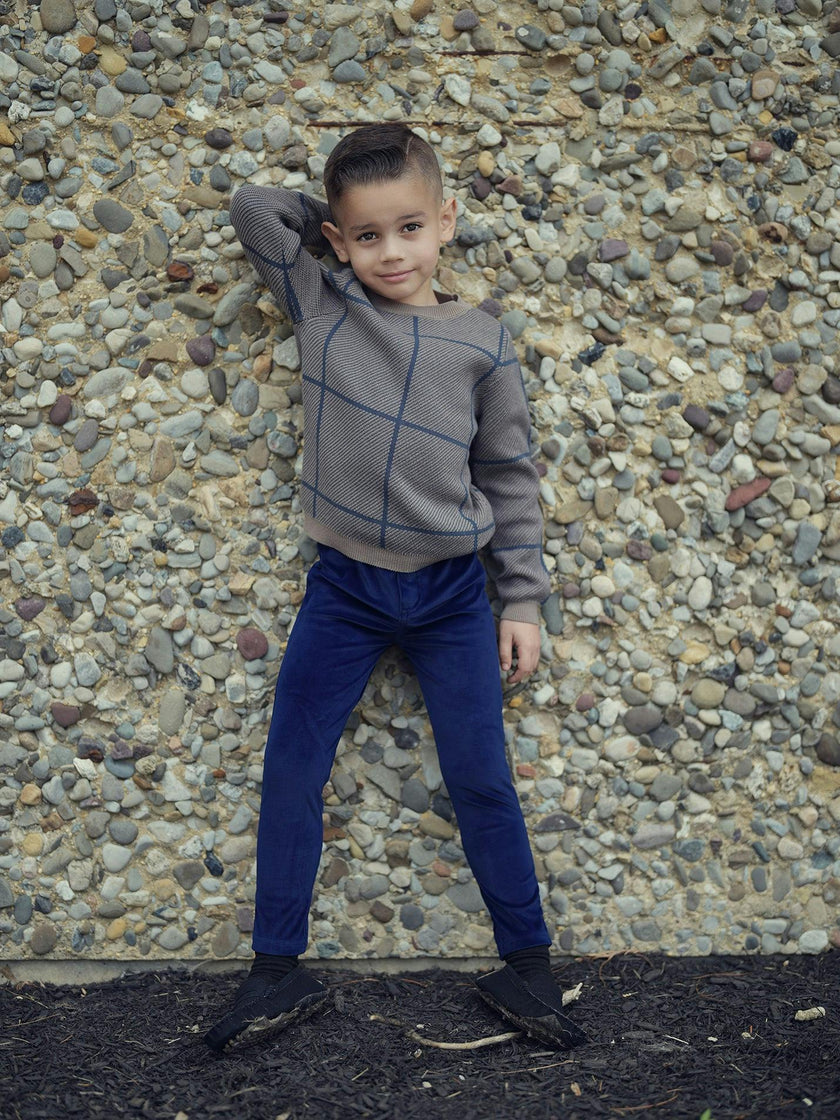 Boys Velour Straight Leg Dress Pants
