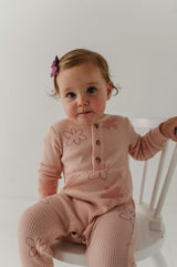 Girls Waffle Romper in Daisy Doodle