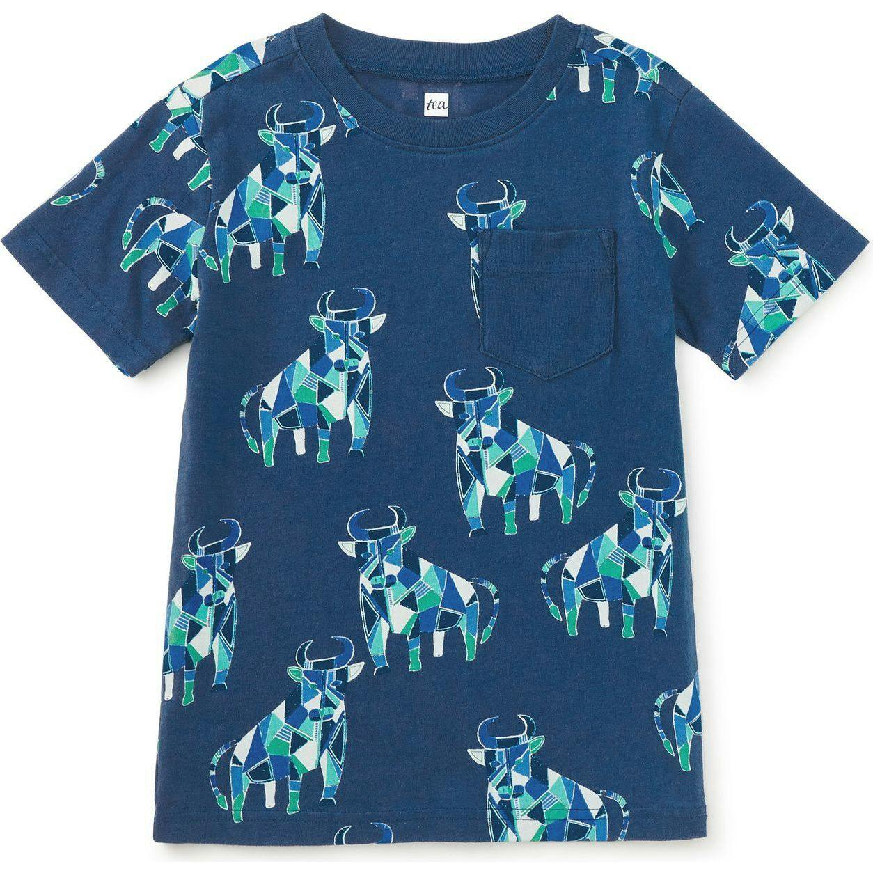 Printed Pocket Tee, Blue