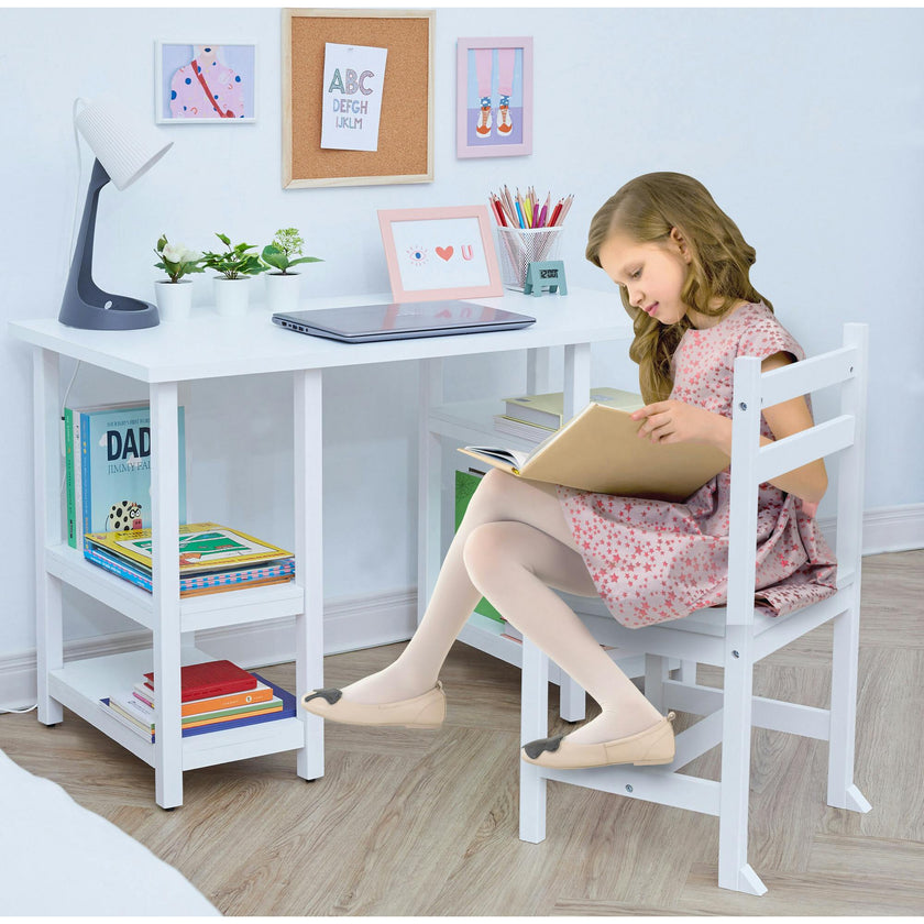 Desk & Chairs Set w/ Shelves