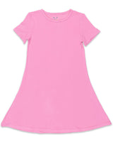 Bubblegum Pink Bamboo Girls' Short Sleeve Dress