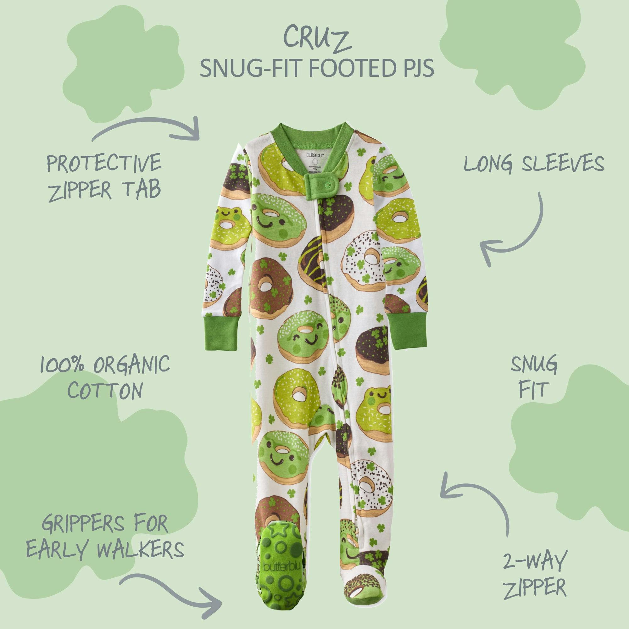 CRUZ Snug-fit Footed Baby Boys Pajamas