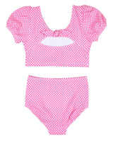 Gingham Puff Sleeve Bikini