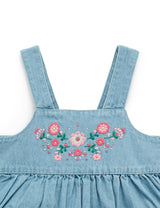 Embroidered Pinnie & Tee set Faded Denim