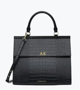 Large, Insulated, Chic Lunchbox, Black Croc