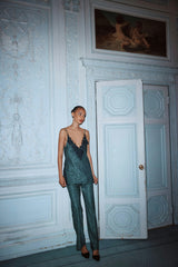 The Beverly Pant - Jadeite Floral Jacquard