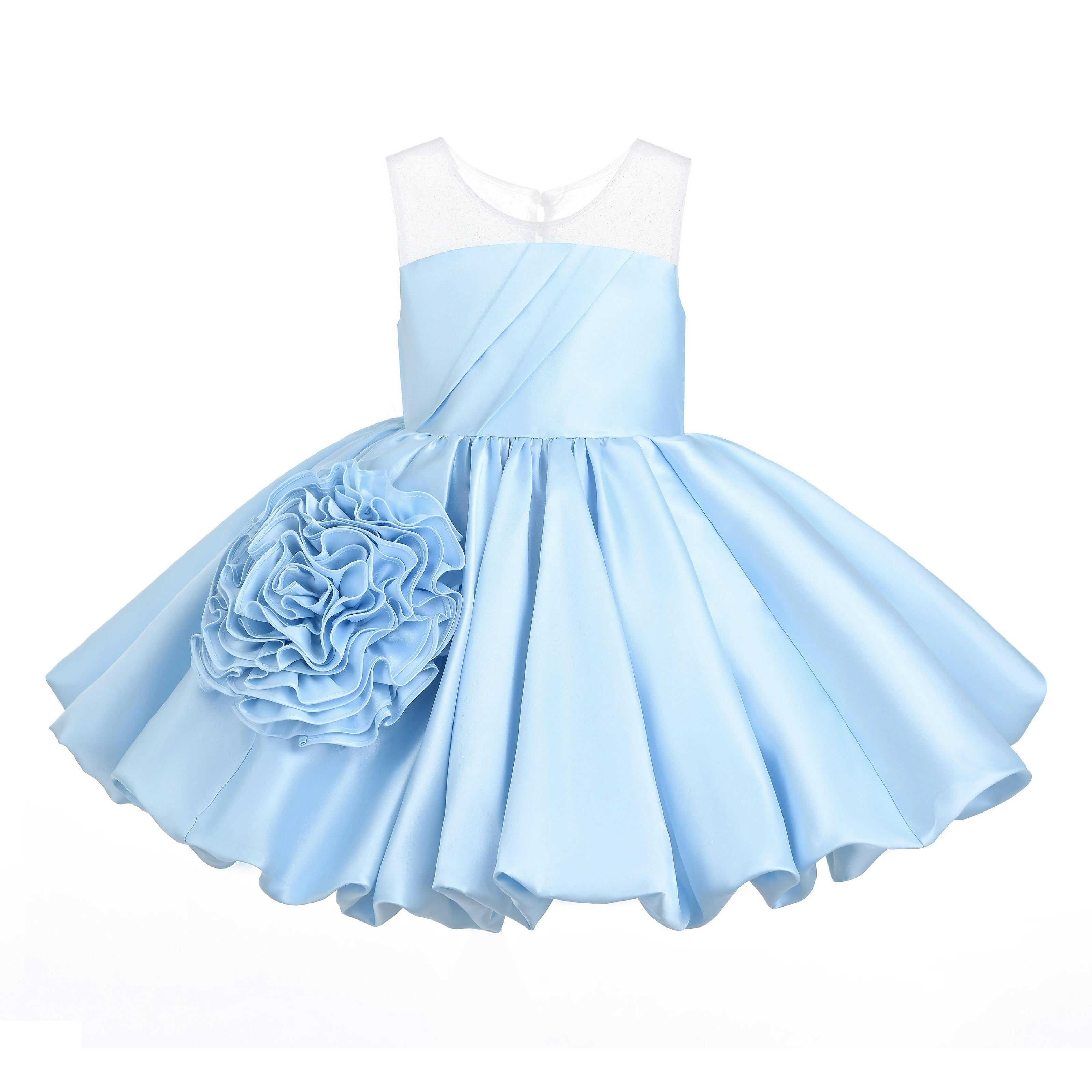 Light Blue Zorina Party Dress with Floral Accent