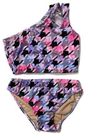 Girl's Two Piece One Shoulder Bathing Suit