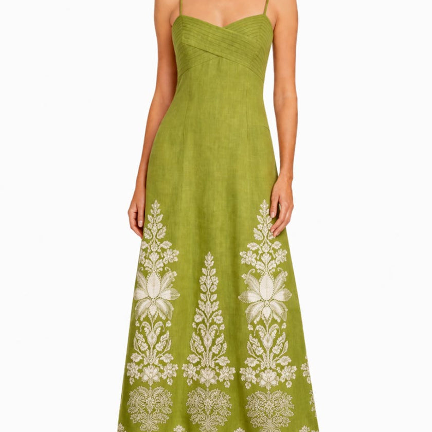 Carlie Green Ivory Lace Floral Midi Dress