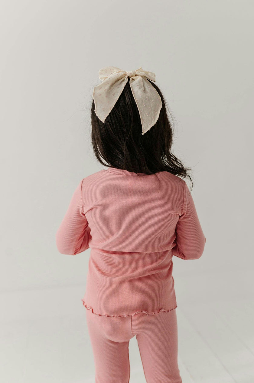 Girls Lettuce Hem Tee in Rose Elegance