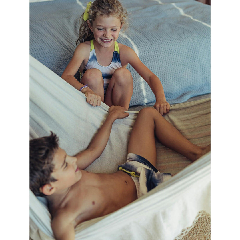 Tie-dye Swim Trucks, Blue And Beige
