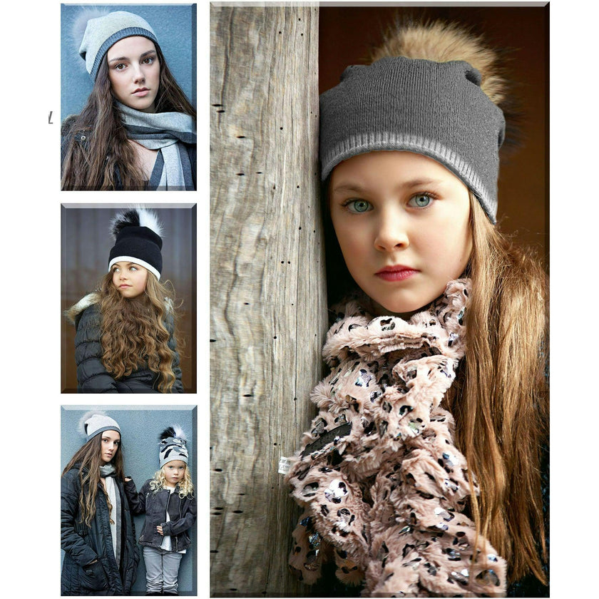 Two Tone Knit Hat (Snap On Pom Sold Separately)