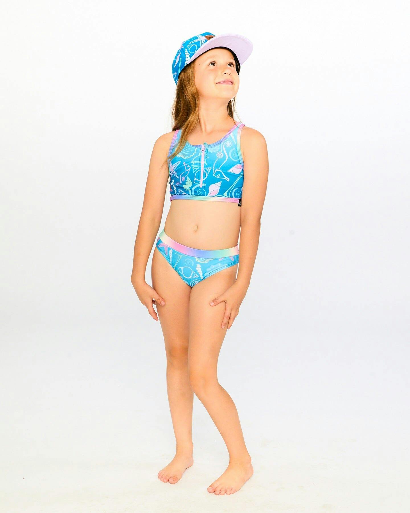 Two-Piece Swimsuit Blue Shell Print