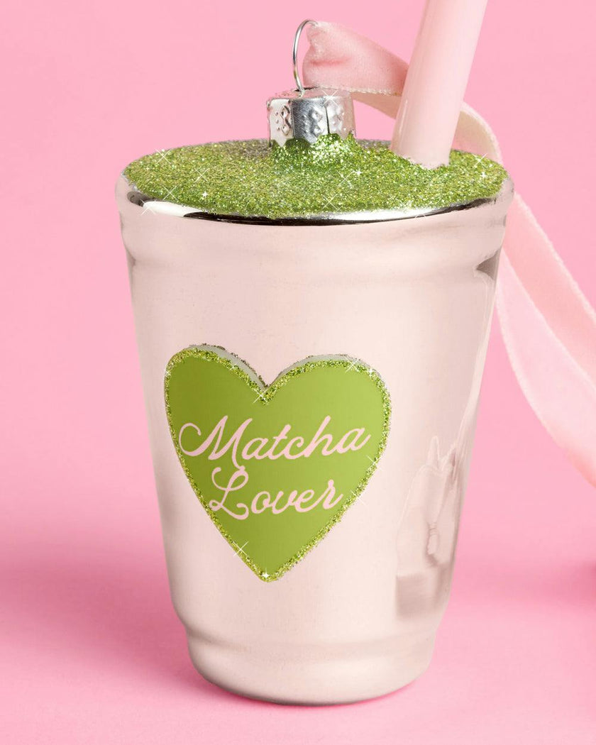 Matcha Girl Ornament - glittery glass ornament