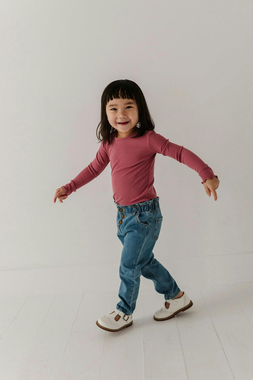 Girls Lettuce Hem Tee in Mesa Rose