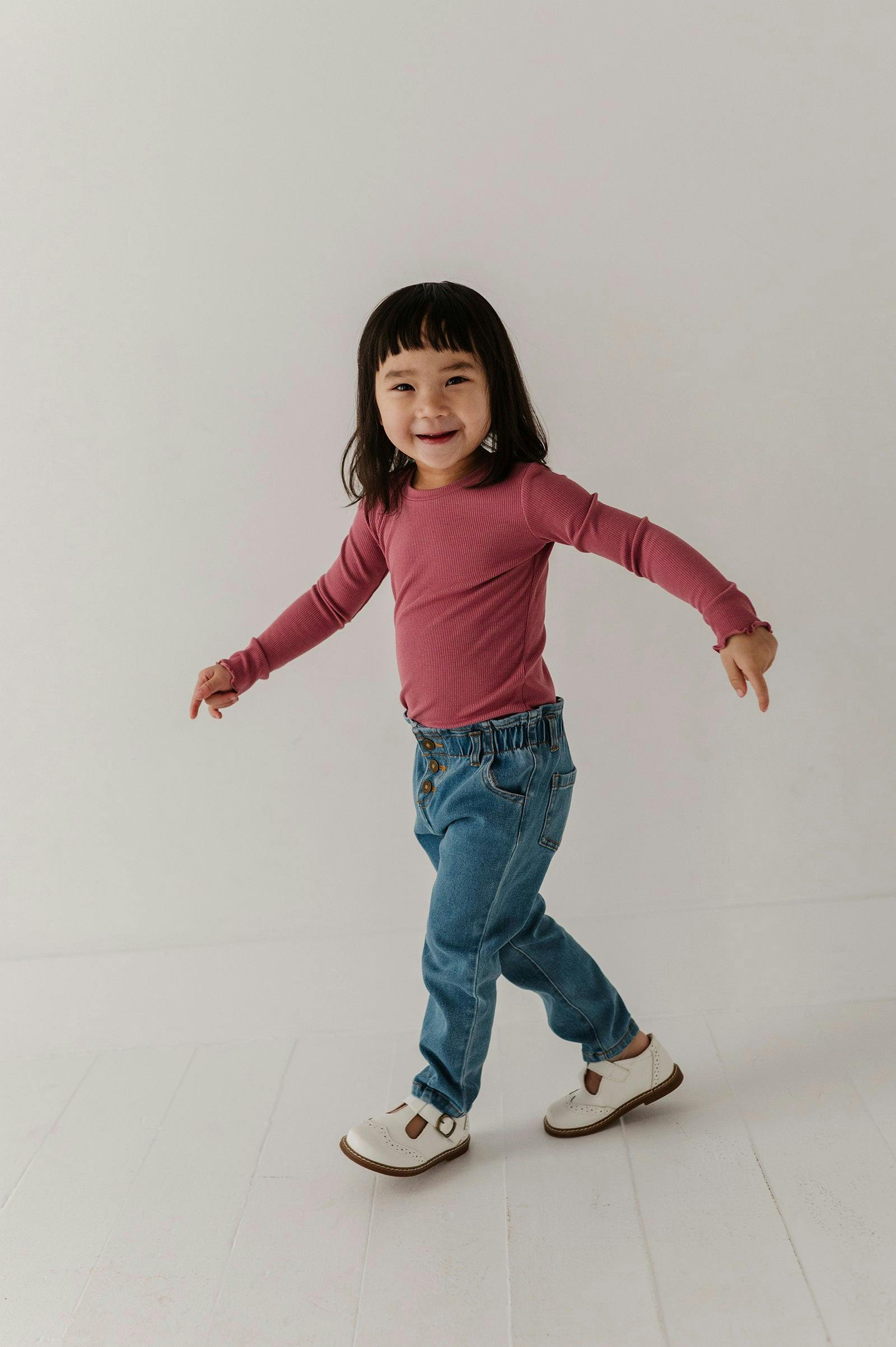 Girls Lettuce Hem Tee in Mesa Rose