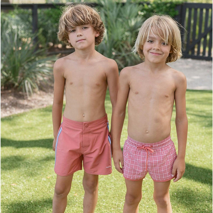 Boys Poppy Gingham Boardie