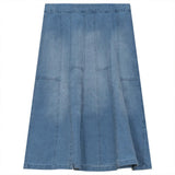 Denim Short Flared Adjustable Waist Skirt