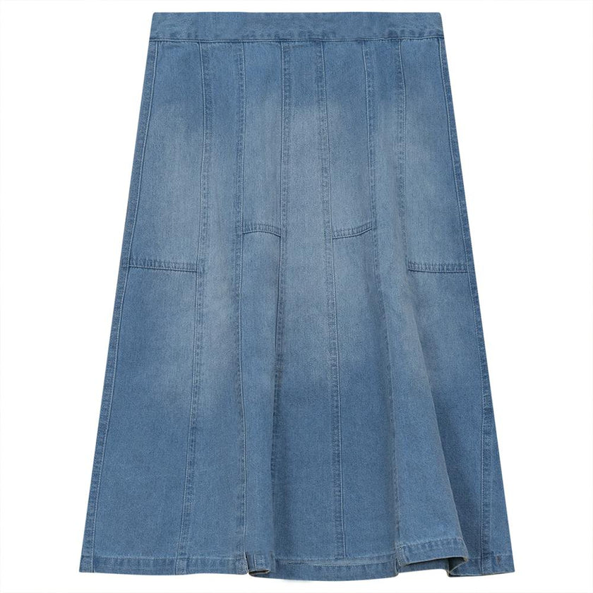 Denim Short Flared Adjustable Waist Skirt