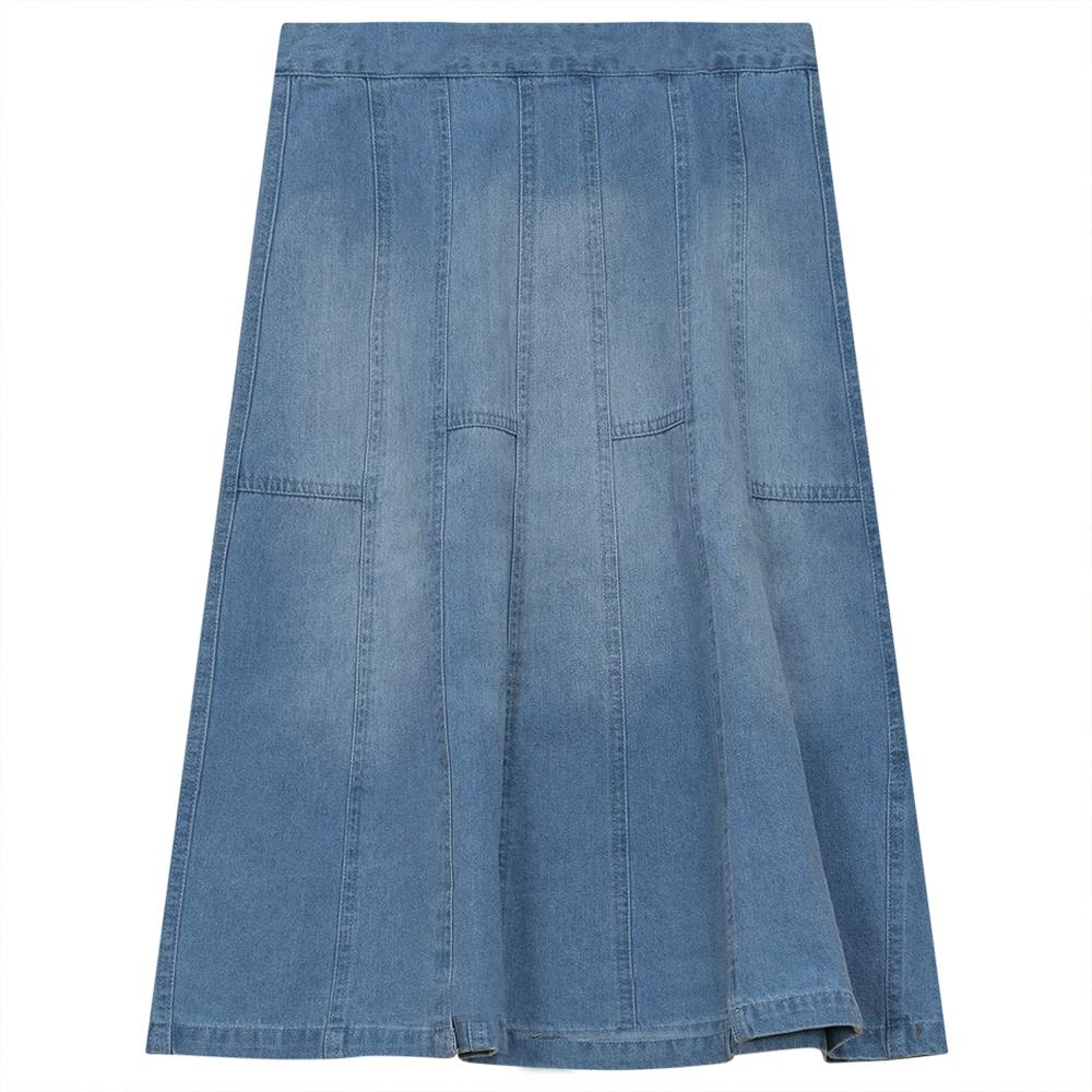 Denim Short Flared Adjustable Waist Skirt